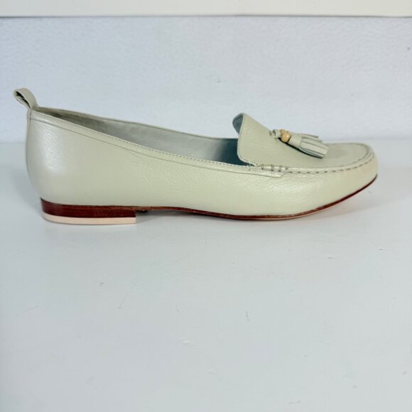 FlipFlop Cream Leather Tassel Loafers Size 8.5 Slip On Flat Stack Heel Casual - Picture 14 of 14